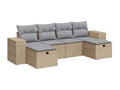 6-piece beige resin wicker garden furniture set with cushions ZVIY89821
