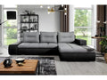 5-seater corner sofa bed in luxury grey fabric and black faux leather, right-hand corner as seen from the front - Nobellea PIYD37054