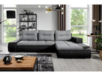5-seater corner sofa bed in luxury grey fabric and black faux leather, right-hand corner as seen from the front - Nobellea PIYD37054