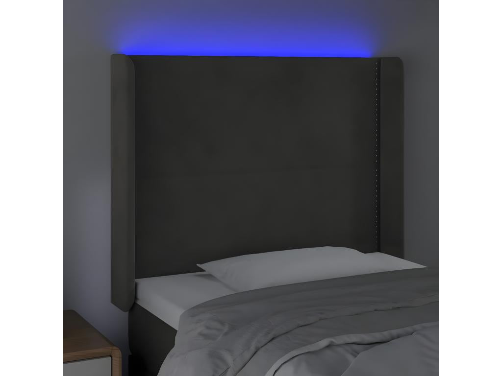 Dark Grey LED Headboard 103x16x118/128 cm Velvet ZFWN06985
