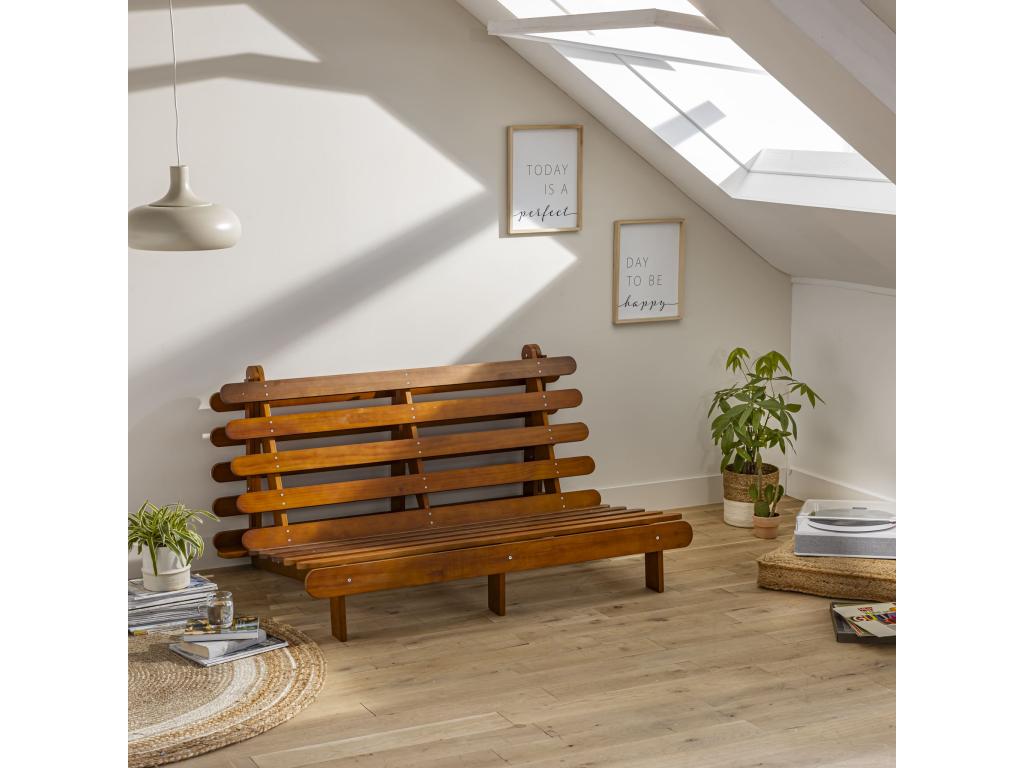 Nobellea mattress set in cotton and solid wood frame, hazelnut color, 160x200 cm, Ecru, HCDC83395