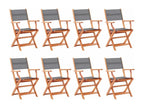 8-Piece Folding Garden Chairs, Eucalyptus Grey and Textilene FZRU42161