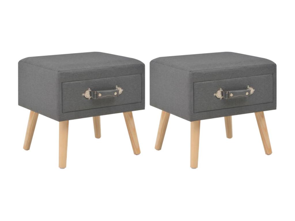 Bedside tables, 2 pcs, Dark Grey, 40x35x40 cm, Fabric, MPLY49713