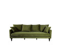 Dekonao - 4-seater velvet sofa with turned legs - Olive green UNTG26880