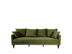 Dekonao - 4-seater velvet sofa with turned legs - Olive green UNTG26880