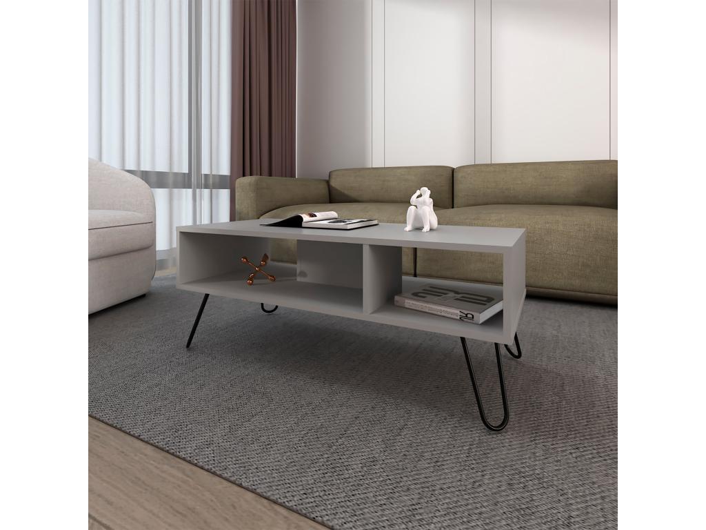 Dekonao melamine coffee table with 3 shelves, grey, 40 cm x 101.1 cm x 45 cm, NOKP07841