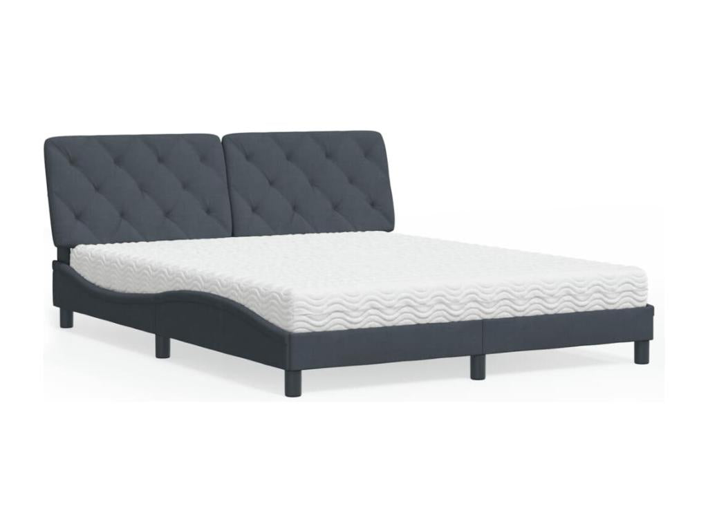 Bed with dark grey mattress 160x200 cm velvet ZUIC30075