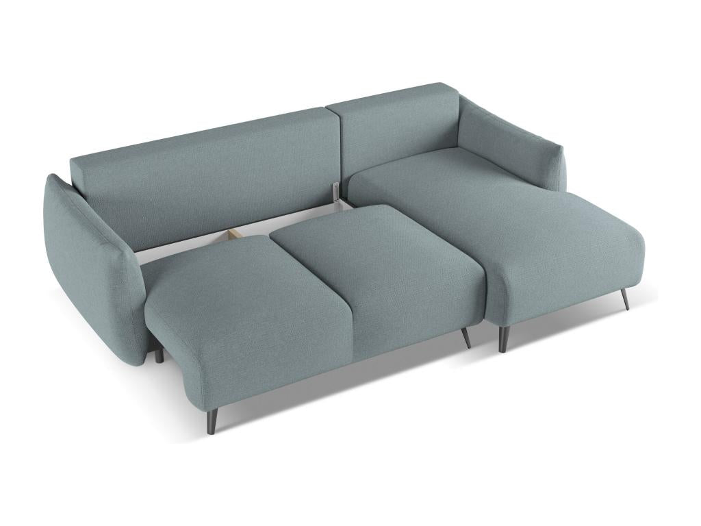 Right-hand corner sofa bed in chenille fabric - jeans - Nobellea XKCB15414