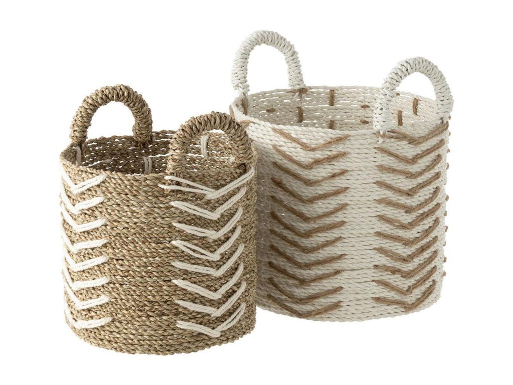Set of 2 Boisona Storage Baskets 39cm Natural / White VFUS43269