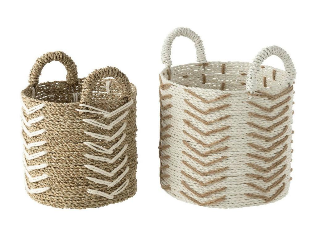 Set of 2 Boisona Storage Baskets 39cm Natural / White VFUS43269