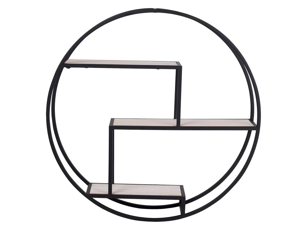 Nobellea Round Wall Shelf, Black and Natural JPEP63988