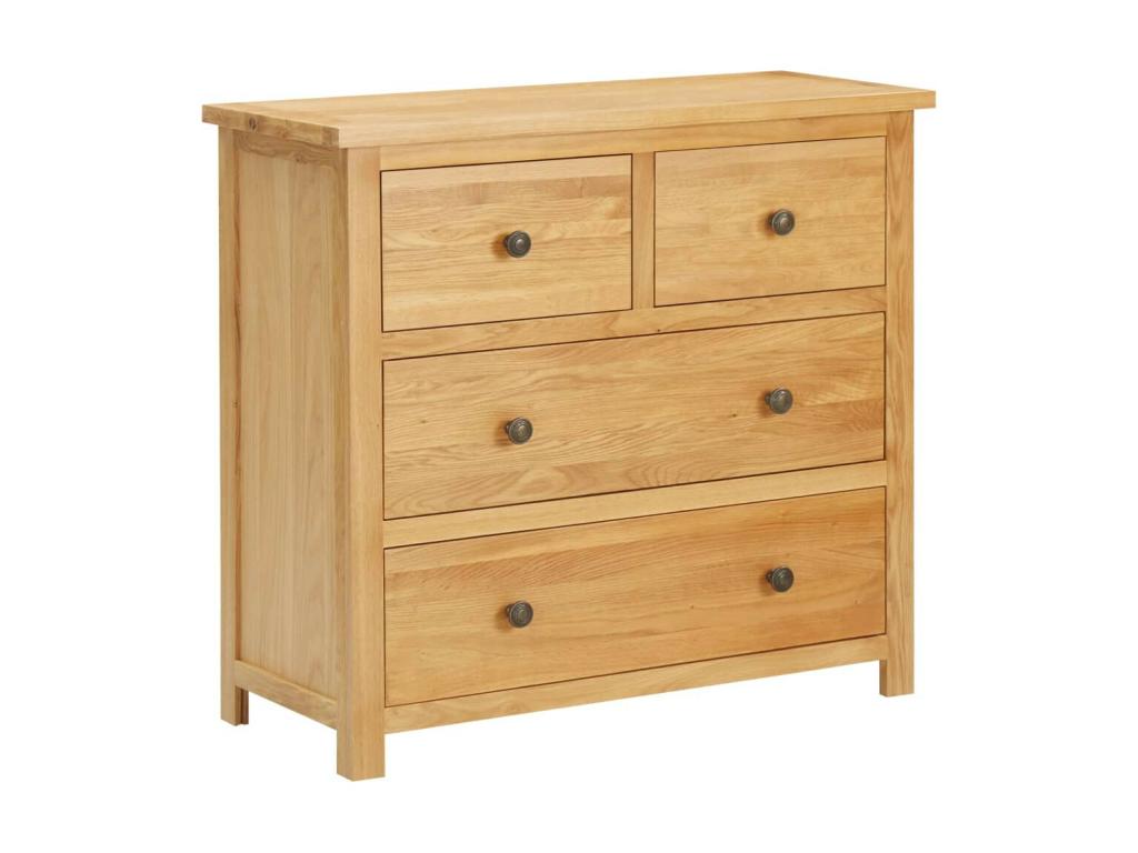 Chest of drawers 80x35x75 Solid oak wood 2 DGNW99108
