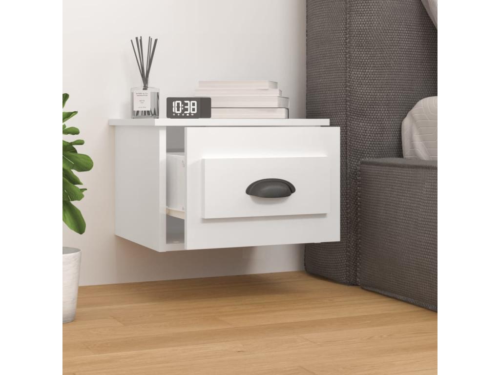 Nobellea - Glossy white wall-mounted bedside table 41.5x36x28 cm WRVM81947