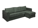 Express convertible and reversible corner sofa in green corduroy - 140 cm sleeping area - 22 cm mattress Dekonao NXRW91558