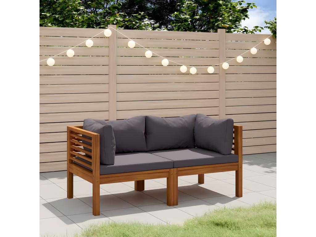 2-seater garden sofa with cushion, solid Nobelea wood, COXN46465