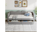 Single bed 90x200cm sofa bed with 2 drawers and slatted base by Dekonao in grey teddy bear fabric OZDD23316