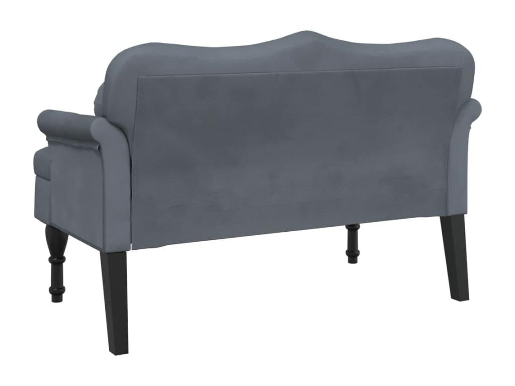 Bench with dark grey cushions 120.5x65x75 velvet OTHB02466