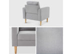 Scandinavian armchair in light grey fabric - Dekonao - Fixed 1-seater sofa with right-hand side and wooden legs TEVL56088