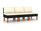 3-piece center sofa set, woven resin and eucalyptus wood HOWU32824