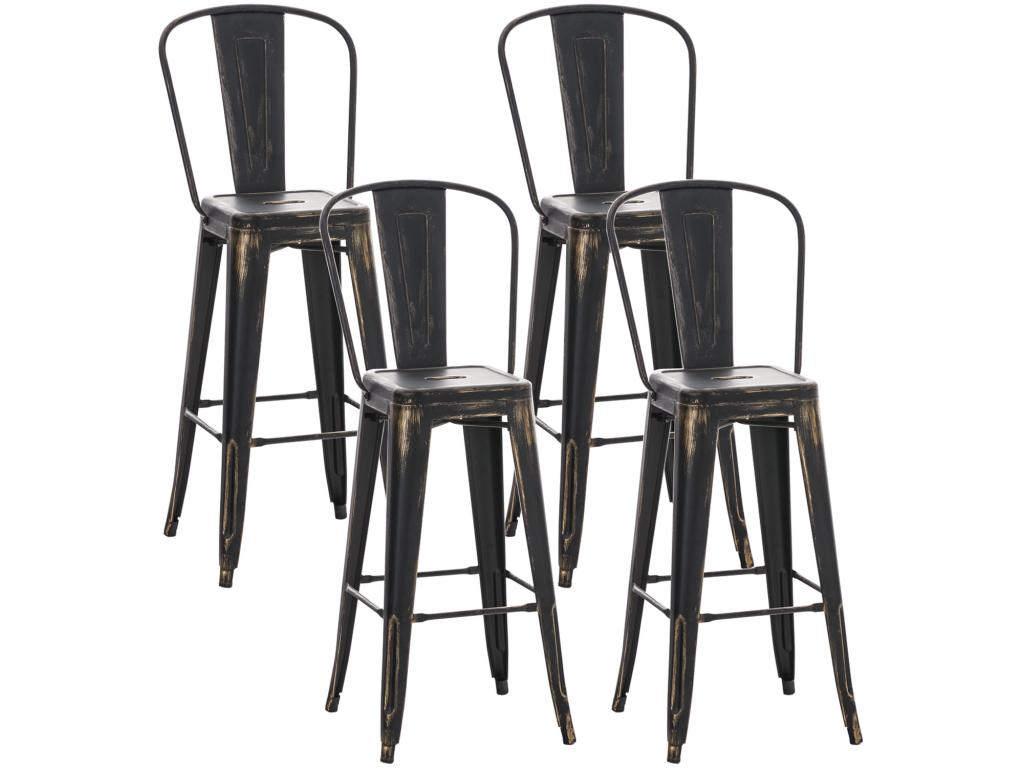 Set of 4 Bar Stools - Metal / Metal - Black-Gold - Nobellea WGOT16366