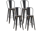 Set of 4 Bar Stools - Metal / Metal - Black-Gold - Nobellea WGOT16366