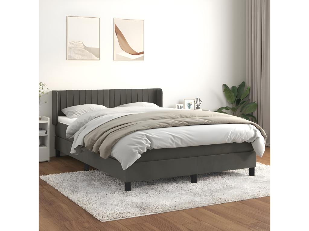 Nobellea bed base and mattress, Dark Grey 140x200 Velvet KQSP98540
