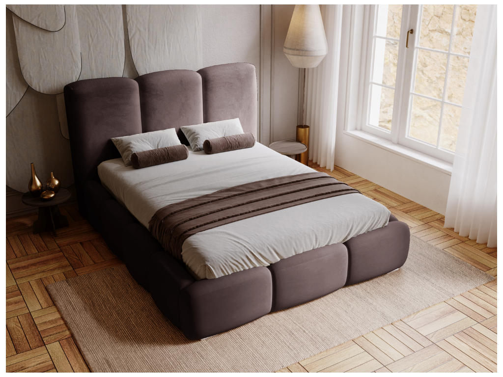 Upholstered bed with storage - 180x200 - double bed - velvet - brown - Bubble LPXW70934