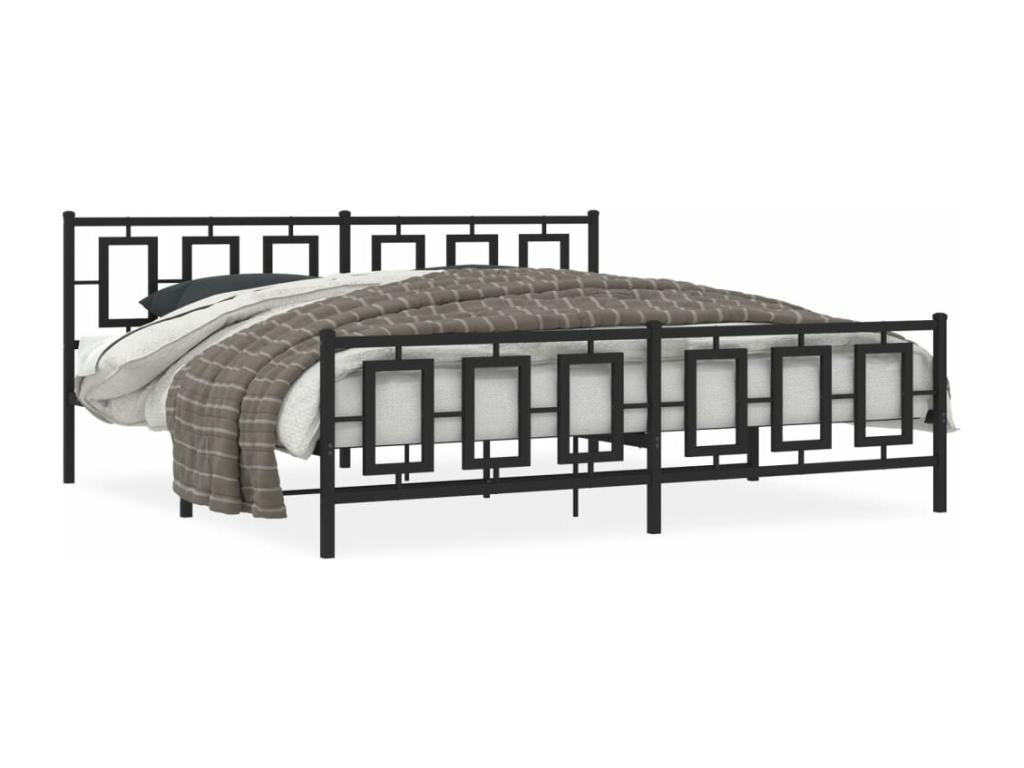 Metal bed frame with headboard and footboard, black, 193x203 cm, YEZS28101