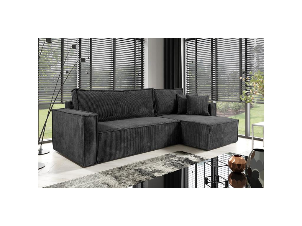 Nobellea 3-seater reversible corner sofa bed in grey corduroy OCZT35059