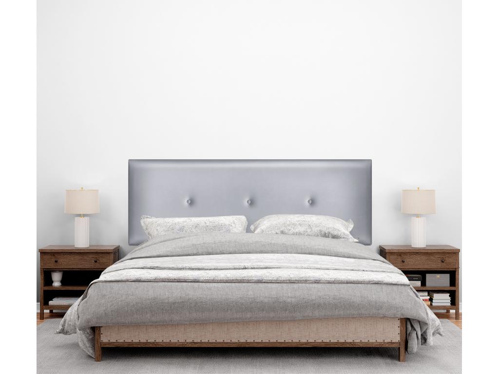 Boisona Smooth Faux Leather Headboard with Buttons 135x105cm with Legs for 120/135cm Beds - Silver CVVZ21389