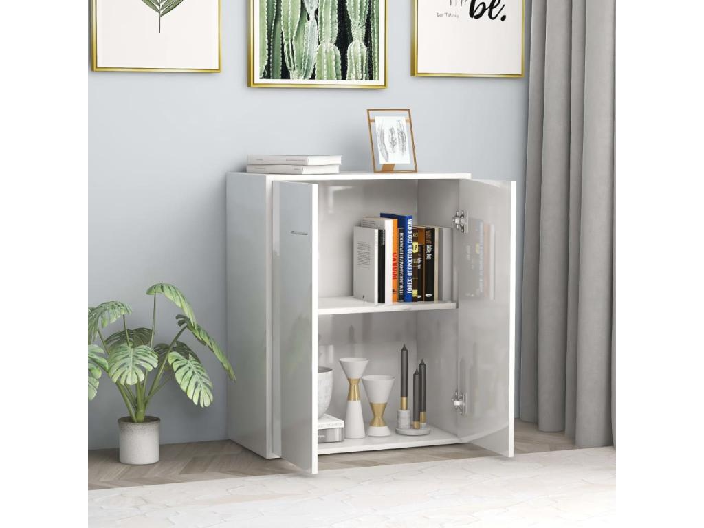 High-gloss white chest of drawers 60x30x75 VLEX59965