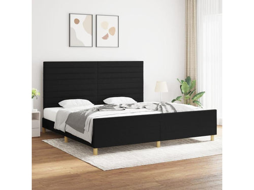 Black bed frame without mattress, 200x200 cm, fabric XKSD05760