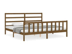 Bed frame without mattress, honey brown, 200x200cm, solid pine wood, TUQQ99469