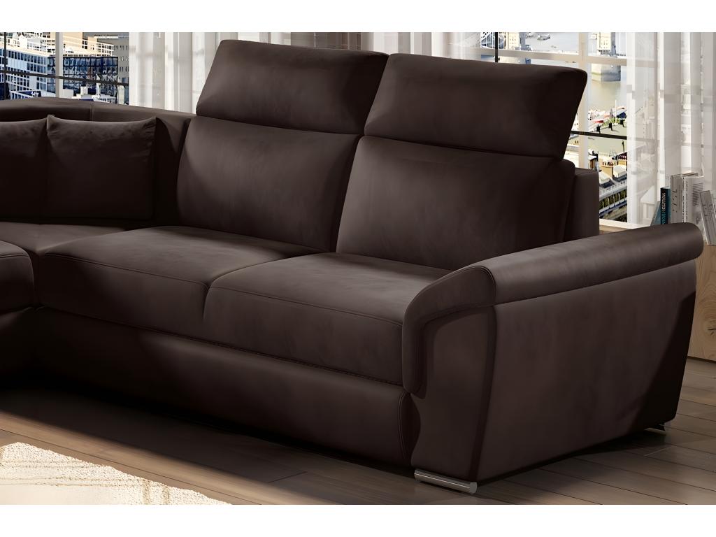 Corner sofa bed - Dekonao - in luxury chocolate fabric, 5/6 seater URPD17716