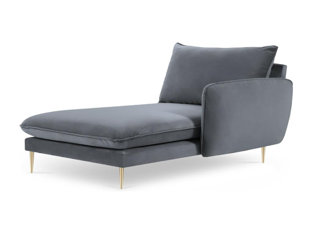 Dekonao - Dekonao right-facing chaise longue in blue-grey velvet - 170x110x95cm ZGAV75815