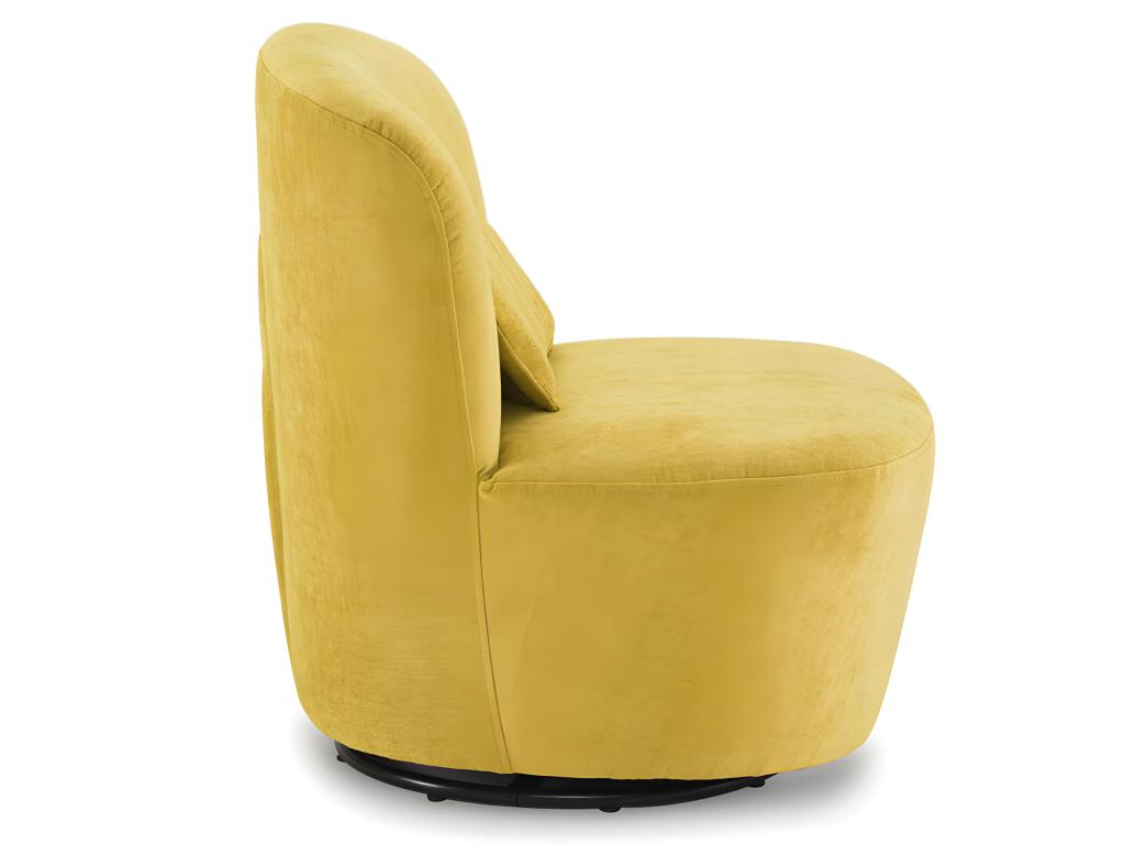 Round swivel armchair in soft yellow fabric with a cushion - Nobellea YSAN97194