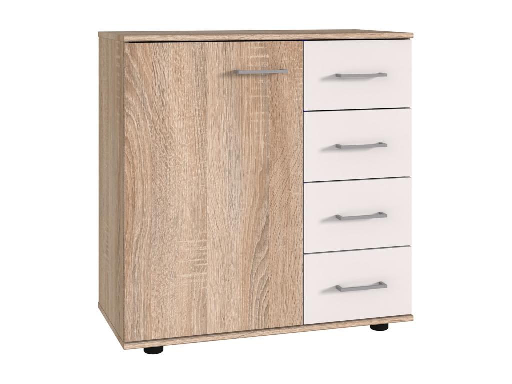 Combined chest of drawers/storage unit in oak effect - W- 81 x H- 83 x D- 41 cm ZMGI52934