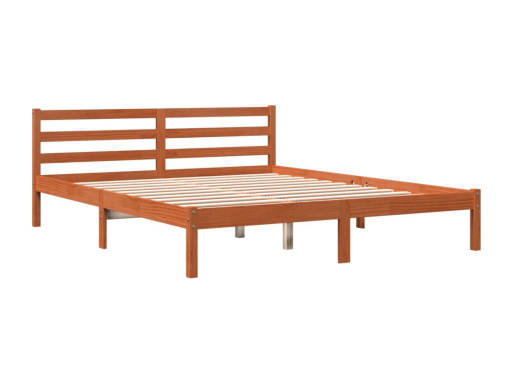 Bed frame without mattress, brown wax finish, 180x200cm, solid pine wood, OPPI07461