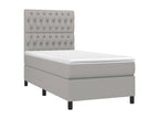 Upholstered bed base with mattress, light grey, 90x200 cm, fabric FCLE36233