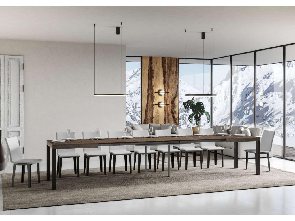 Nobellea Extendable Dining Table - Brown - Base and Support on Nobellea - Extendable Width 130 to 390cm LECD30191