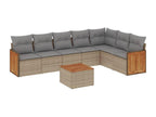8-piece beige resin wicker garden furniture set with cushions AIAY50243