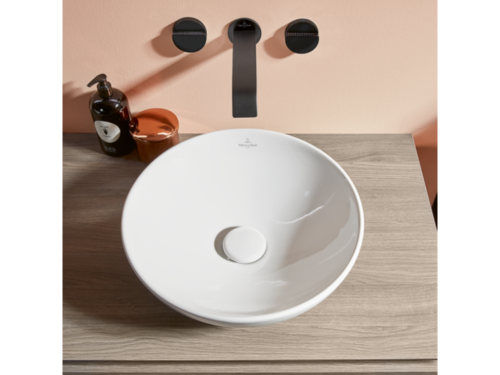 Dekonao &amp; Boch 38x38 round countertop washbasin / Friends unground Dekonao white without overflow DPXH33697