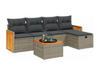 6-piece garden furniture set with grey resin wicker cushions HLGU73491