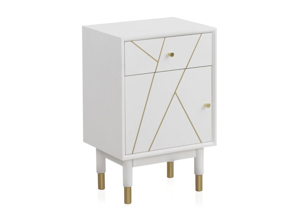 Bedside table with 1 drawer and 1 white lacquered door QDFD64412