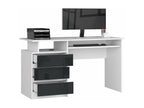Nobellea desk, white MDF wood, left-hand opening, 4 drawers, glossy anthracite grey fronts, 90x50x77 cm, YXDU99748