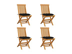 Garden chairs with black cushions, 4 pieces, solid teak wood MXBE97887