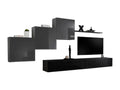 Nobellea X ​​wall-mounted living room furniture set in black and glossy grey. XDDY65043