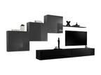 Nobellea X ​​wall-mounted living room furniture set in black and glossy grey. XDDY65043