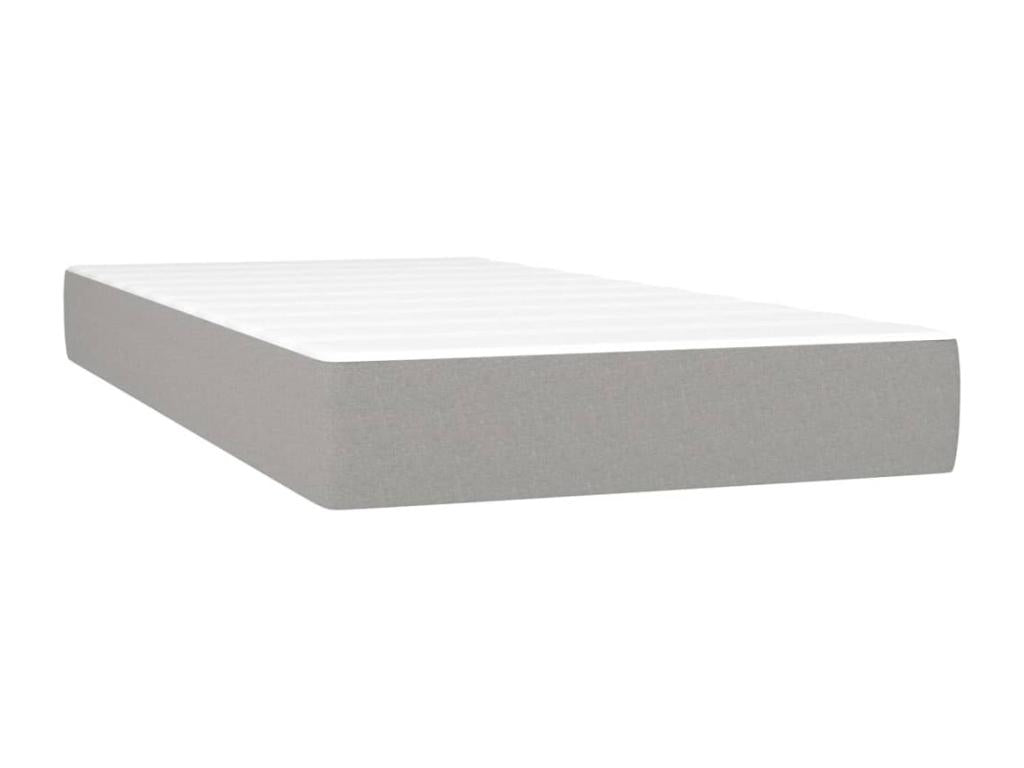 Upholstered bed base with mattress, light grey, 90x200 cm, fabric FCLE36233