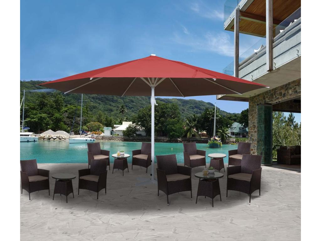 Boisona II gastronomy parasol, 5m polyester market parasol with white aluminum pole, 28 kg - red, without stand TYBQ64075